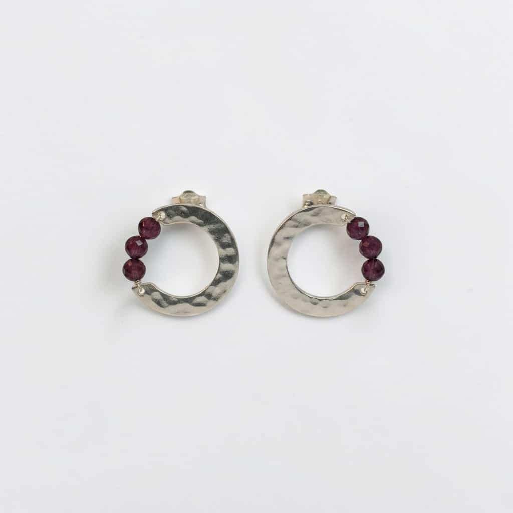 Silver C-Hoop Beaded Earrings